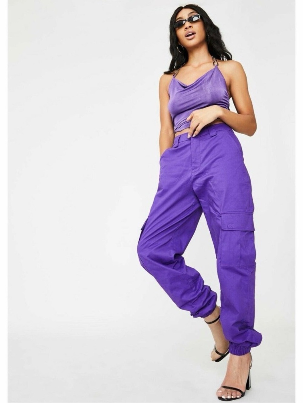 I.AM.GIA Womens Antares Cargo Pants Small Purple Slouchy Y2K Festival Retro